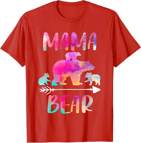 Vista 38 de Bear Matching Family Outfits, Funny Mama Bear Three Cubs T-Shirt Negro