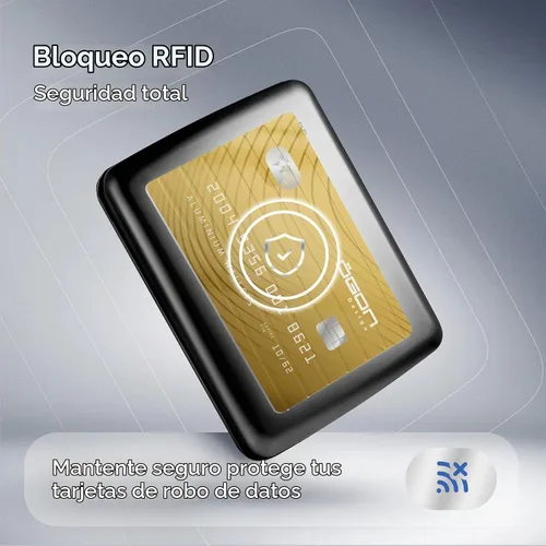 Vista 7 de Cartera de aluminio, gran capacidad, protección RFID. Modelo: OSLO LARGE Aluminio negro
