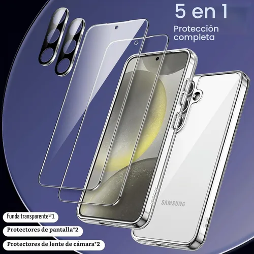 Vista 3 de JETech Funda 5 en 1 para Samsung Galaxy S24 Plus, antiamarilleo Transparente