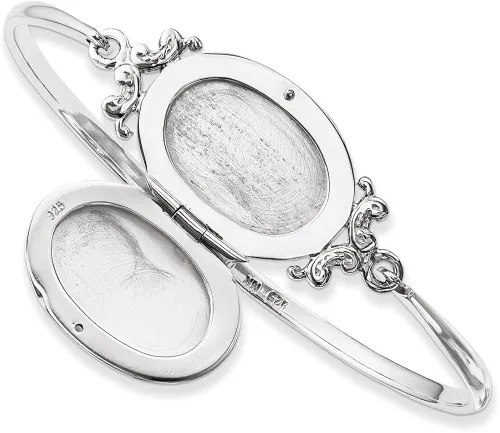 Vista 3 de FJC Finejewelers Brazalete con medallón de plata de ley (muñeca de 7 pulgadas), Metal, no conocido