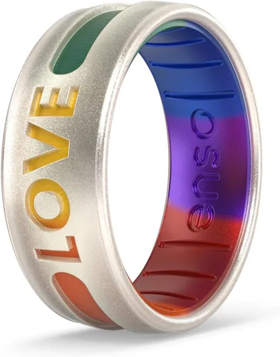 Vista 12 de Enso Rings Pride Collection - Anillo de silicona LGBTQ+ - Diseño grabado - cómodo, transpirable y seguro