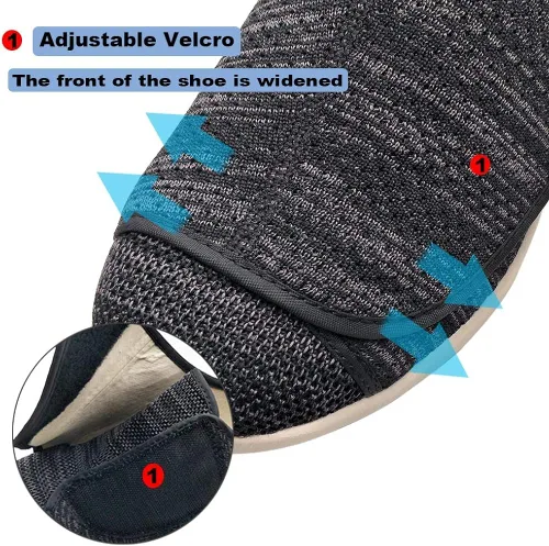 Vista 3 de WLESVAGO - Zapatillas de deporte para hombre extra anchas con cierres totalmente ajustables para hombre