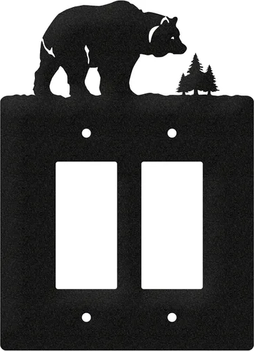 Vista 11 de SWEN Products Bear Wildlife - Placa de pared (interruptor simple, negro)