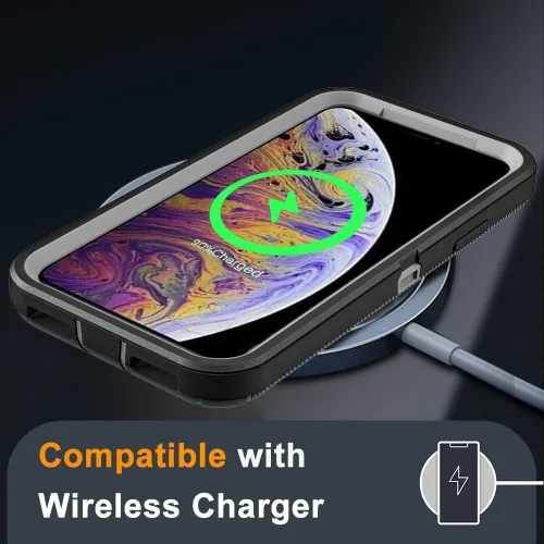 Vista 5 de Funda para iPhone X/iPhone Xs con 2 protectores de pantalla de vidrio templado, grado militar 3 en 1, resistente a prueba de golpes, a prueba