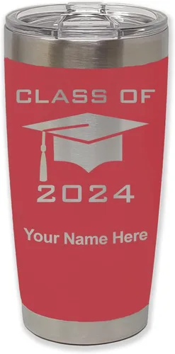 Vista 21 de LaserGram Vaso aislado al vacío de 20 onzas, grado de tapa clase de 2024, 2025, 2026, 2027, 2028, grabado personalizado incluido (negro)