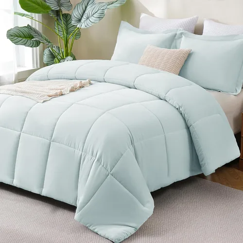 Vista 19 de CozyLux Juego de edredón Super King, juego de ropa de cama negro ceniza de 270GSM para todas las estaciones, juego de cama de 3 piezas cosidas