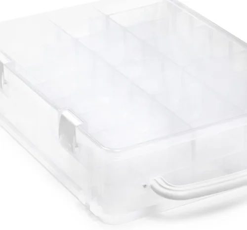 Vista 2 de Dritz Caja de almacenamiento de hilo de doble cara, 48 compartimentos