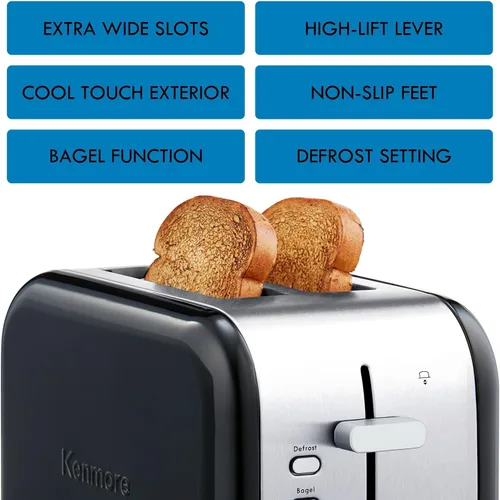 Vista 3 de Kenmore 40600 Tostadora de 2 rebanadas en negro