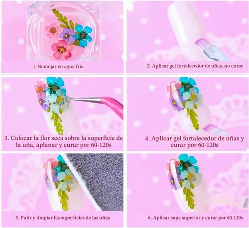 Vista 8 de 4 cajas de flores secas 3D para uñas, mini flores secas calcomanías de uñas S-055-01-04 Conjunto
