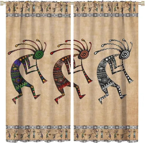 Vista 13 de Kokopelli - Cortinas opacas para cocina, decoración de sala de estar, dormitorio, 21 x 45 pulgadas, 2 paneles