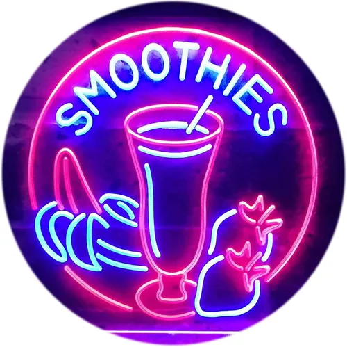 Vista 10 de ADVPRO Smoothies Fruit Drink Shop Señal de neón LED de doble color azul y rojo 24 "x 16" st6s64-i3343-br