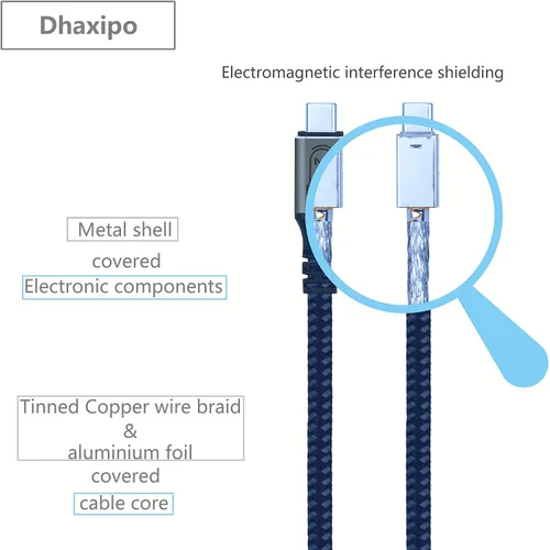 Vista 4 de Cable USB C 3.2 Gen 2, 6.6 pies 20 Gbps de transferencia de datos 4K de salida de video cable para monitor, carga rápida PD de 240 W para iPhone