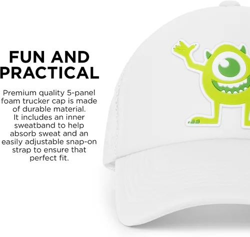 Vista 5 de Disney Men's Trucker Hats Women, Monster, Mike Wazowski Mesh Snapback Baseball Cap for Adults