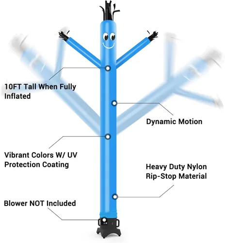 Vista 3 de MOUNTO 20ft 18inch Fly Puppet Dancer Tube Man Fly Guy Puppet Dancer (azul)