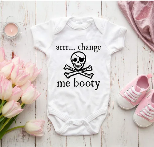 Vista 2 de arrr... change me booty - Mameluco divertido para bebé recién nacido, regalo