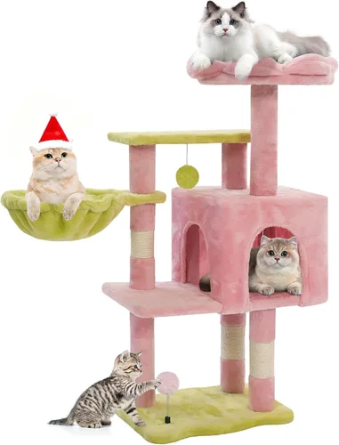 Vista 10 de Árbol gótico para gatos de interior para gatos grandes y adultos, torre gótica de 40.5 pulgadas con cama de ataúd, poste rascador, condominio