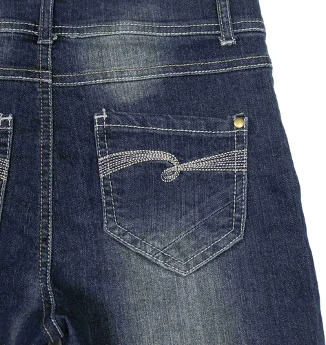 Vista 6 de Bienzoe Pantalones cortos de mezclilla para niñas pantalones cortos elásticos de cintura baja para niños, para usar todo el día, perfectos