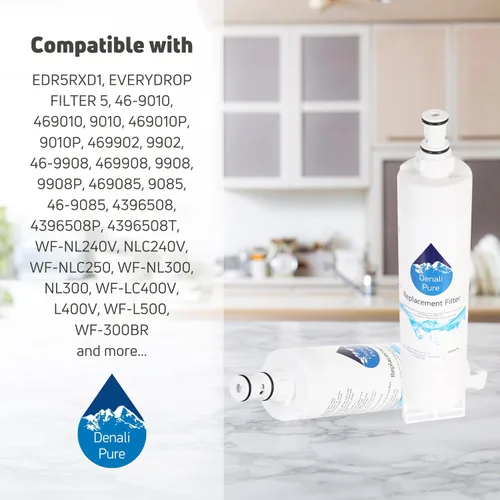 Vista 9 de Filtro de agua de repuesto para refrigerador Whirlpool ED5RHAXNQ00, compatible con cartucho de filtro de agua para refrigerador Whirlpool 4396508