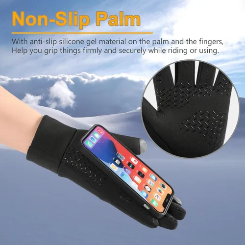 Vista 3 de CRAZY SHARK Guantes cálidos de invierno, impermeables, resistentes al viento, guantes térmicos para hombres y mujeres, guantes antideslizantes