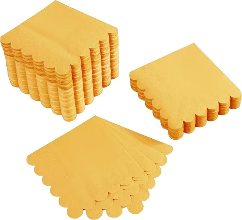 Vista 15 de 100 paquetes de servilletas de cóctel de 2 capas con borde festoneado, servilletas de postre plegadas de 5 x 5 pulgadas, servilletas desechables