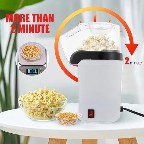 Vista 5 de PRETYZOOM Pequeña máquina de palomitas de maíz para uso doméstico, portátil, ligera, eléctrica, para cocina, dormitorio, oficina