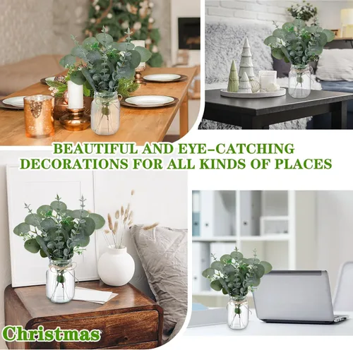 Vista 5 de XunYee Juego de 10 centros de mesa con tarro de albañil de flores, jarrones decorativos para fiestas de compromiso, despedidas de soltera, centros