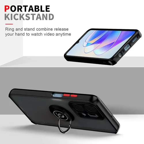 Vista 6 de QUIETIP Funda compatible con Xiaomi Redmi Note 12S con protector de pantalla, TPU + policarbonato duro a prueba de golpes, anillo magnético