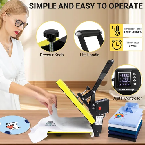 Vista 6 de AKEYDIY Prensa de calor, máquina de prensa de calor deslizante de 15 x 15 pulgadas para camisetas, máquina digital de transferencia de calor