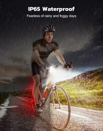 Vista 7 de Zewdov Luces de bicicleta para conducción nocturna, luces de bicicleta recargables USB delanteras y traseras, luz impermeable IP65 para bicicleta