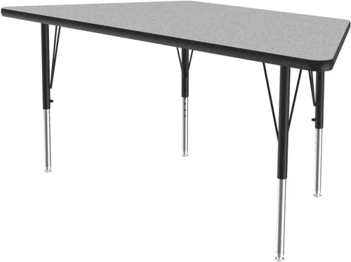 Vista 13 de Correll - Mesa de actividades con forma trapezoidal de 24 x 48 pulgadas, altura ajustable, laminado duradero de alta presión de granito gris Gris