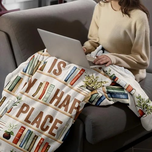 Vista 4 de CUJUYO Regalos para Amantes de los Libros para Mujeres y Hombres Manta 50"x40" - Regalos para Bibliotecarios Manta Tipo Throw - Regalos de Club