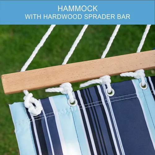 Vista 5 de Lazy Daze Hammocks - Hamaca doble de tela acolchada de 12 pies con barras de suspensión y almohada desmontable, capacidad de carga de 450 libras