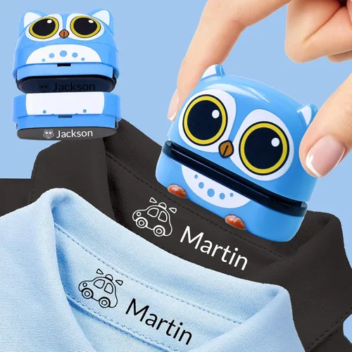 Vista 7 de Sello con nombre para ropa infantil, autoentintado personalizado, tinta blanca y negra, impermeable, 21 estilos, personalizado para guardería