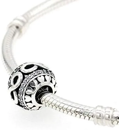 Vista 3 de Abalorio de plata de ley 925 con número 8 de circón de la suerte, cuentas de amor infinito para pulsera compatible con Pandora, Esmalte, Circón