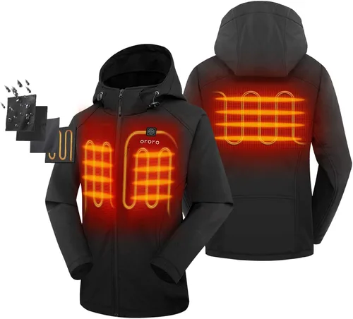 Vista 2 de Ororo - Chaqueta para mujer calefaccionada y ajustada con capucha desmontable y batería