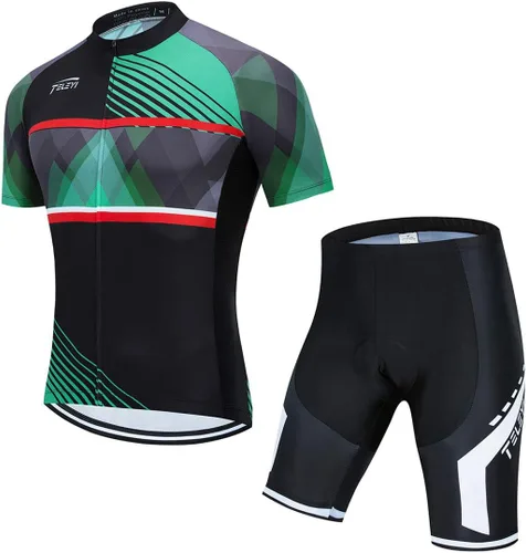 Vista 28 de Ciclismo Jerseys Sets Manga Corta Bicicleta Ropa Trajes Bicicletas Top Hombres MTB Jersey Transpirable Verano Verde Negro 1