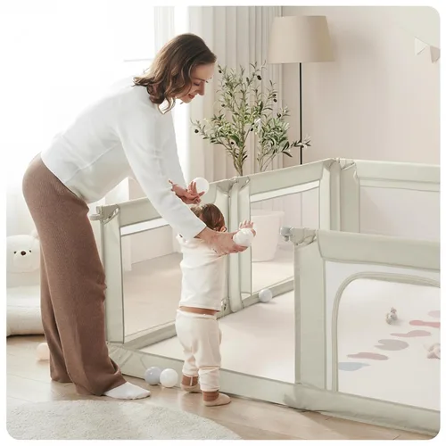 Vista 2 de Sweeby Corralito para bebés, corralitos plegables para bebés y niños pequeños con puerta, corralito grande con puerta de juego para valla de bebé
