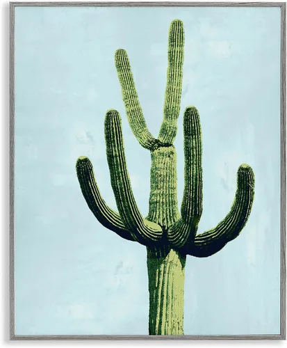 Vista 12 de Abstracto Cactus Trio Botanical, 11 x 14 pulgadas enmarcado Giclée Print Azul