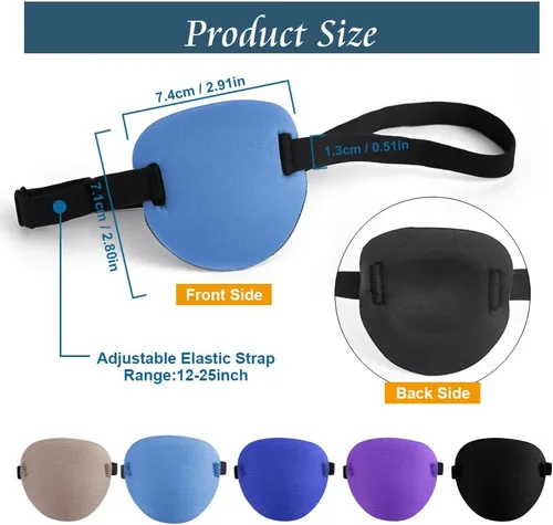 Vista 2 de Abnaok 5 parches para los ojos, parches súper suaves, parche médico ajustable para adultos y niños, parches para ojos perezosos para ambliopía
