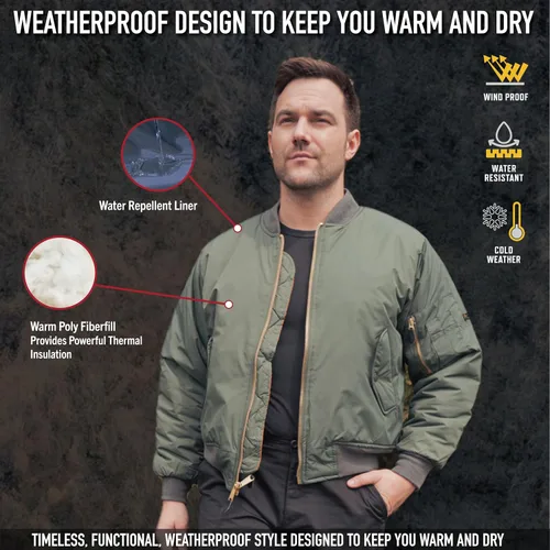 Vista 3 de Rothco MA-1 Flight Jacket Iconic Bomber Style Cold Weather Coat Windbreaker