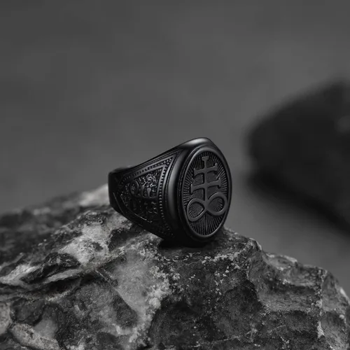 Vista 8 de FaithHeart Satanic Jewelry Baphomet - Anillos de cabra con sello de símbolo de Lucifer Satanás, para hombres y mujeres, tamaño 7891011121314