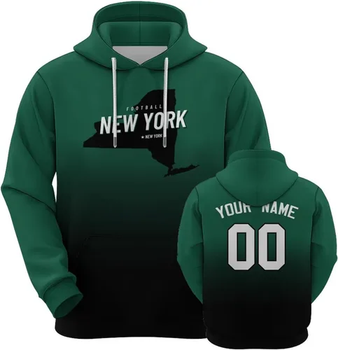 Vista 33 de Custom Football City Map Gradient Hoodies-Personalized Name Number Hooded Sweatshirts Football Fans Gifts for Men,Women,Youth