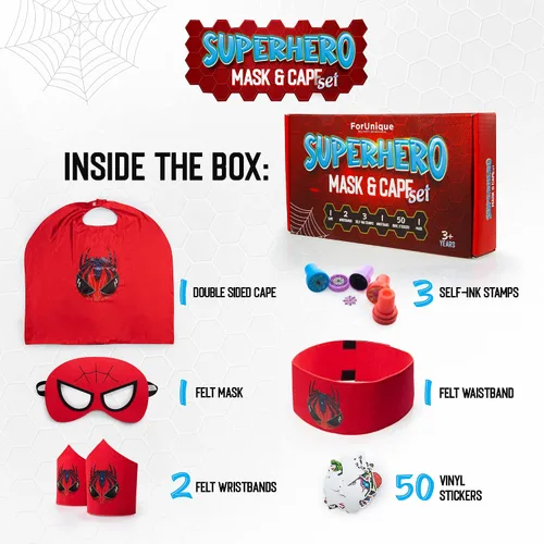 Vista 2 de 58 capas y máscaras de superhéroes para niños juguetes para niños de 3 a 12 años máscaras con 58 accesorios disfraces de dibujos animados