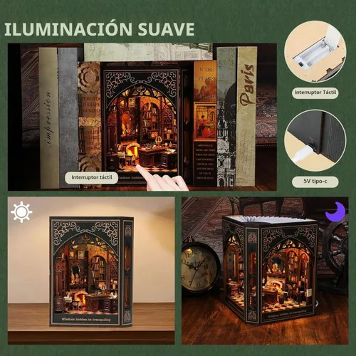 Vista 5 de NookMaster Kit de rincón de libros con LED Regalo de decoración de Luz para rincón de libros, 377 piezas, LED cálido, ajuste preciso, inserto