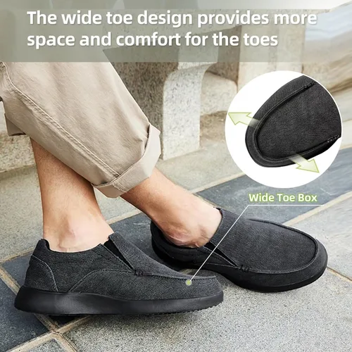Vista 8 de OrthoComfoot Zapatos ortopédicos cómodos sin cordones para hombre con soporte de arco, mocasines ortopédicos para fascitis plantar, zapatos de lona