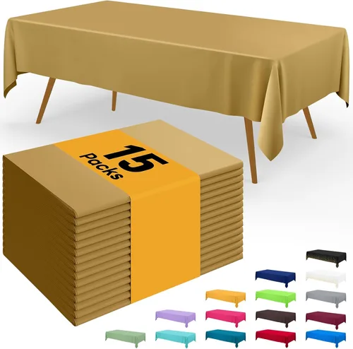 Vista 102 de Smiry - Juego de 6 manteles desechables, 54 x 78 pulgadas, manteles impermeables rectangulares para fiestas, cubierta de mesa de plástico