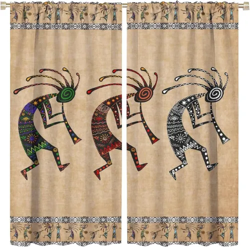 Vista 33 de Kokopelli - Cortinas opacas para cocina, decoración de sala de estar, dormitorio, 21 x 45 pulgadas, 2 paneles
