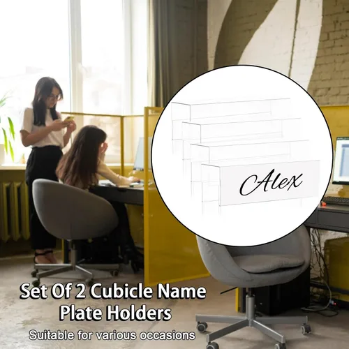 Vista 6 de Soporte para placa de identificación de cubículo de PET de 2 x 8 pulgadas, soporte de placa de identificación de 2.2 pulgadas, ancho de 2.2