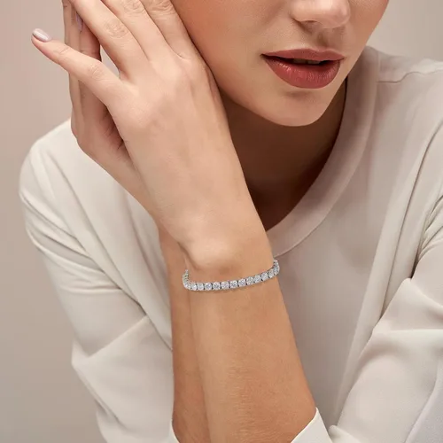 Vista 6 de Moissanite Tennis Bracelet for Men 925 Sterling Silver Wedding Diamond Tennis Bracelets for Women 18K White Gold Plated Classic Lab Created