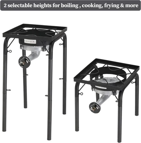 Vista 4 de ROVSUN Quemador de propano portátil de 200,000 BTU, cocina de gas de alta presión para cocinar al aire libre, camping, picnic, patio, elaboración